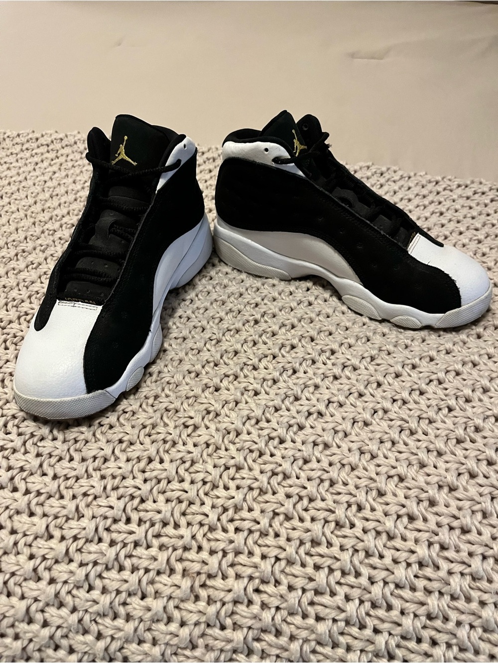 Nike Air Jordan 13 Retro Black White with Gold Jumpman